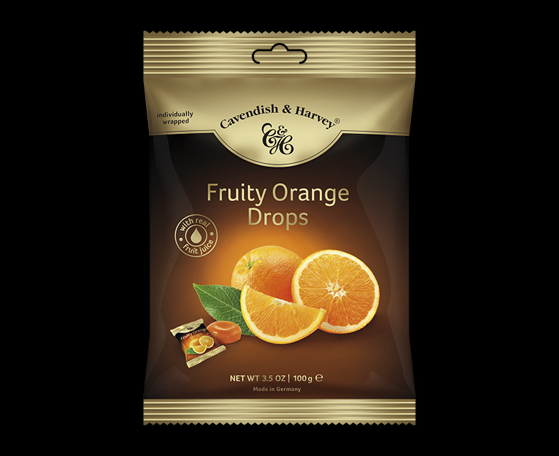 Fruity Orange Drops individually wrapped 100g