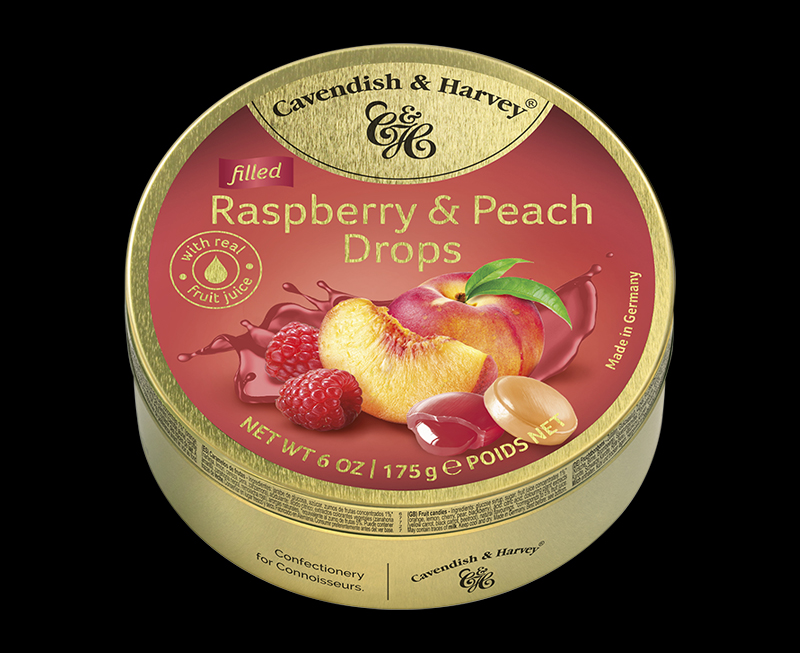 Raspberry & Peach Drops filled 175g