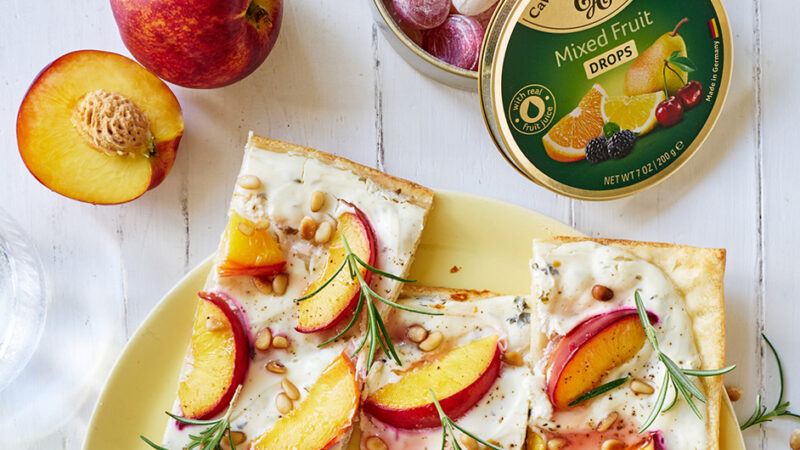 Tarte flambée with nectarines