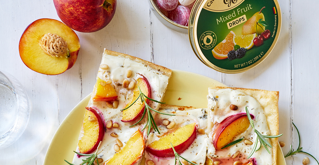 Tarte flambée with nectarines